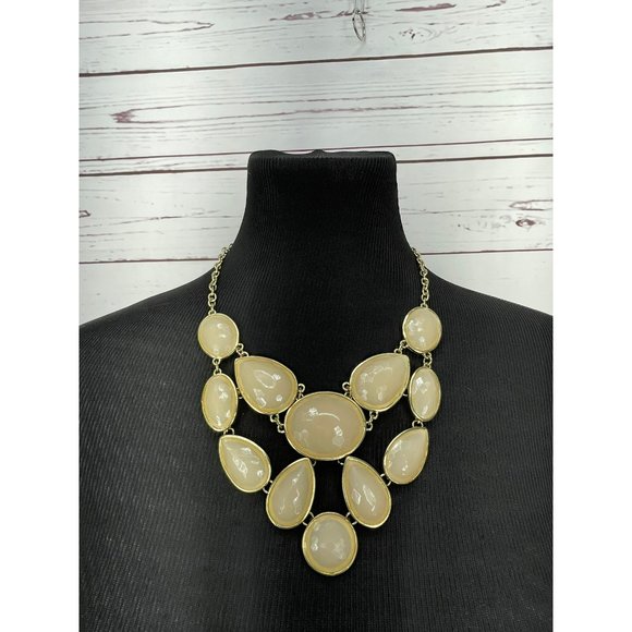 Vintage Peach‎ & Gold Toned Teardrop Statement Necklace - Picture 5 of 7